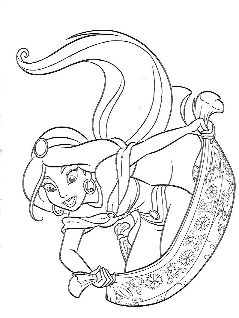 Jasmine on the flying carpet cartoon coloring pages disney coloring pages princess coloring pages