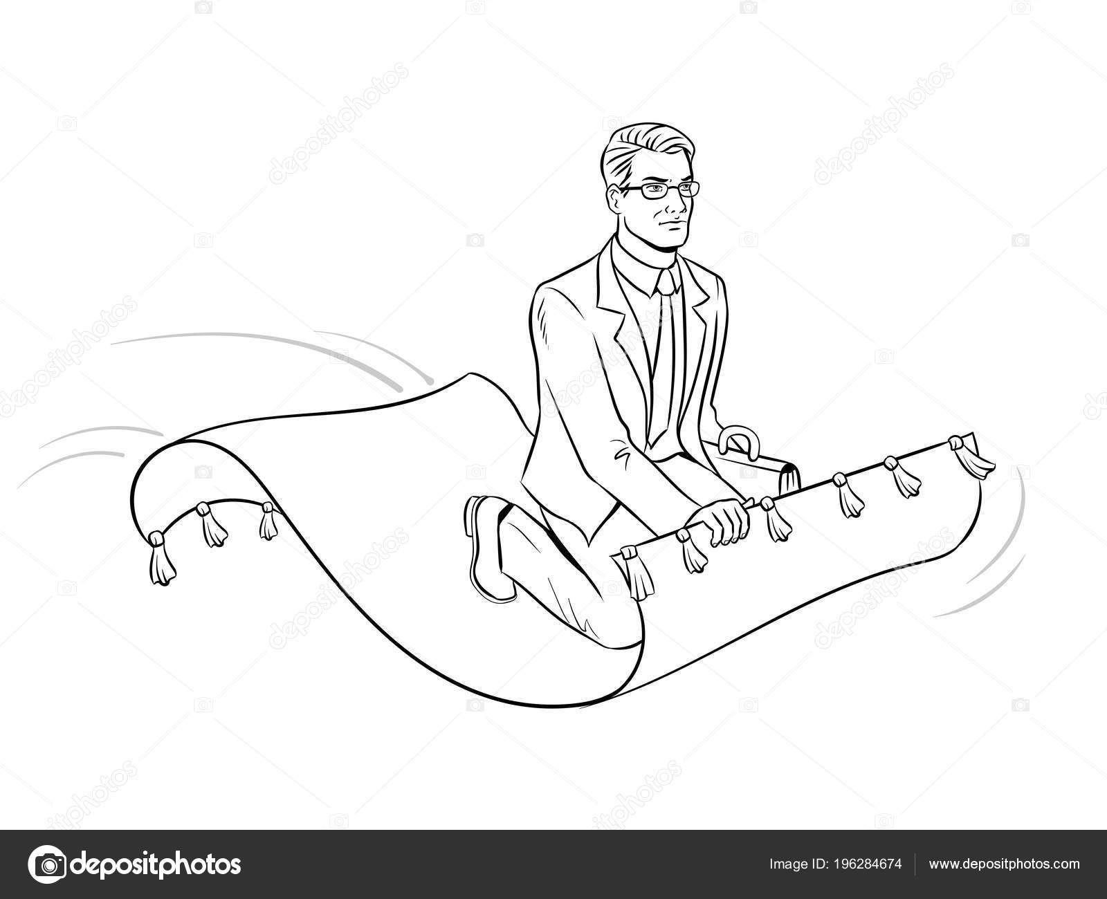 Businessman on magic carpet coloring vector stock vector by alexanderpokusay