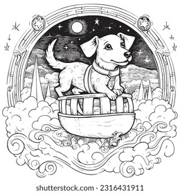 Cute dog soaring through sky on stock vector royalty free