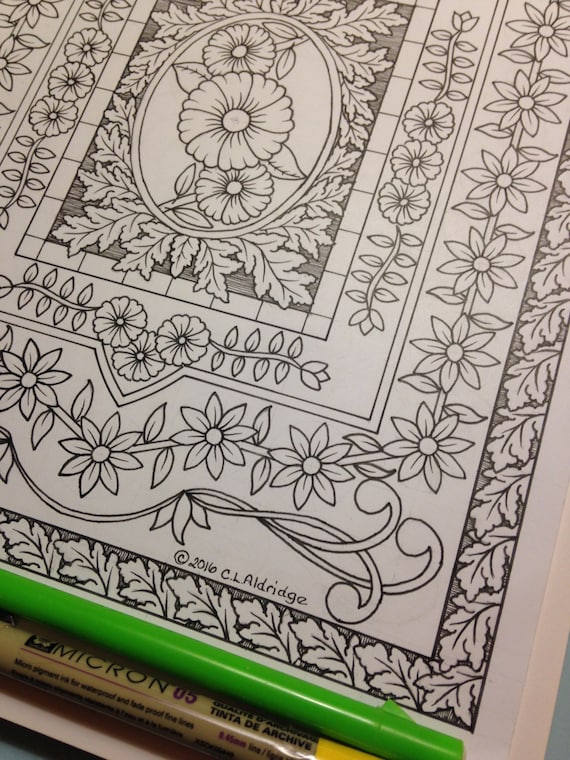 Floral magic carpet coloring page