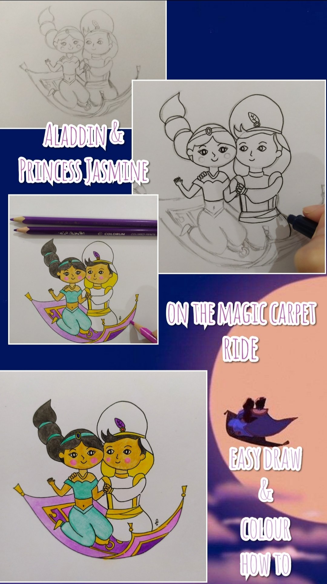 Aladdin and princess jasmine on the magic carpet ride