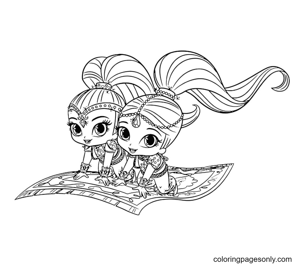 Shimmer and shine coloring pages printable for free download
