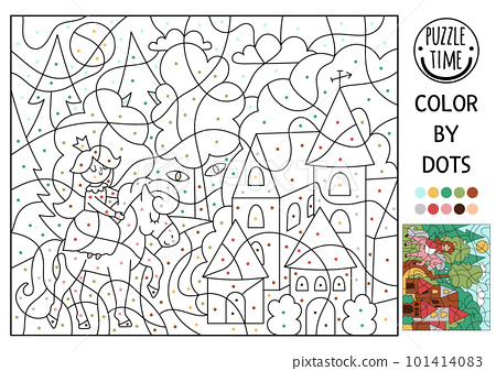 Vector magic kingdom color by dot activity with