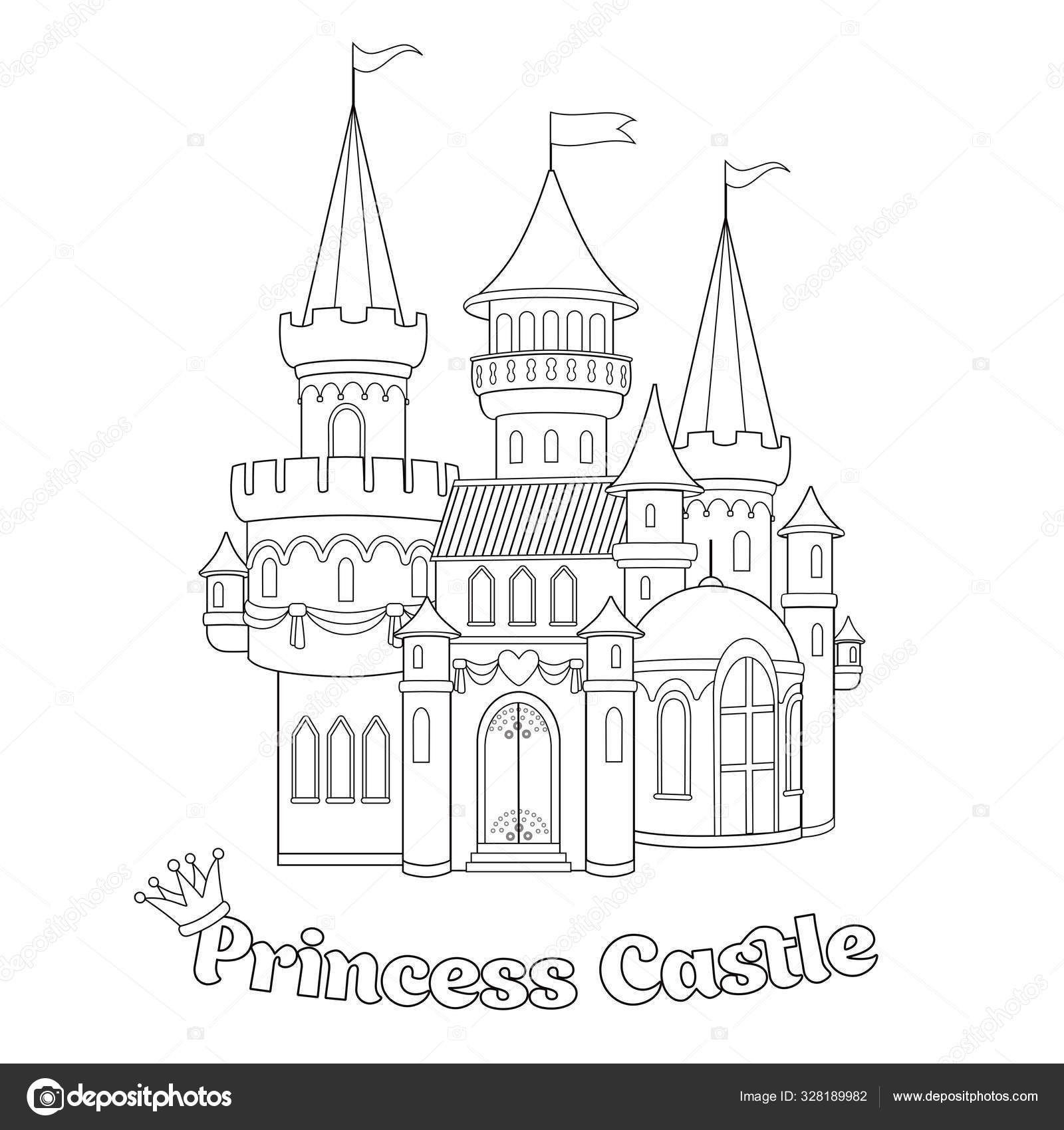 Beautiful fairytale castle princess magic kingdom sketch vintage palace coloring stock vector by penochka