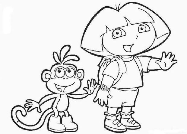 Dora with her friend boots the monkey coloring page more dora the explorer coloring sheets on hellokidscoâ cartoon coloring pages dora coloring coloring pages