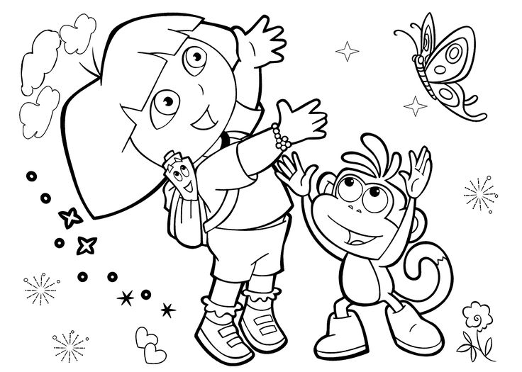 Dora coloring pages with friends printable free cartoon coloring pages dora coloring coloring pages