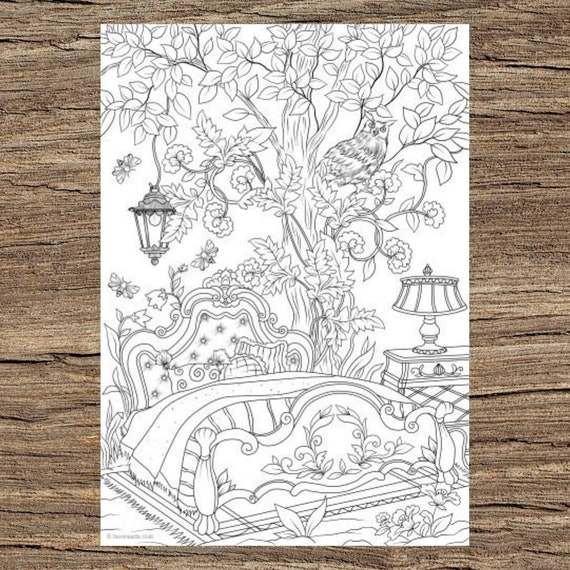 Magical bedroom printable adult coloring page from favoreads coloring book pages for adults and kids coloring sheets coloring designs