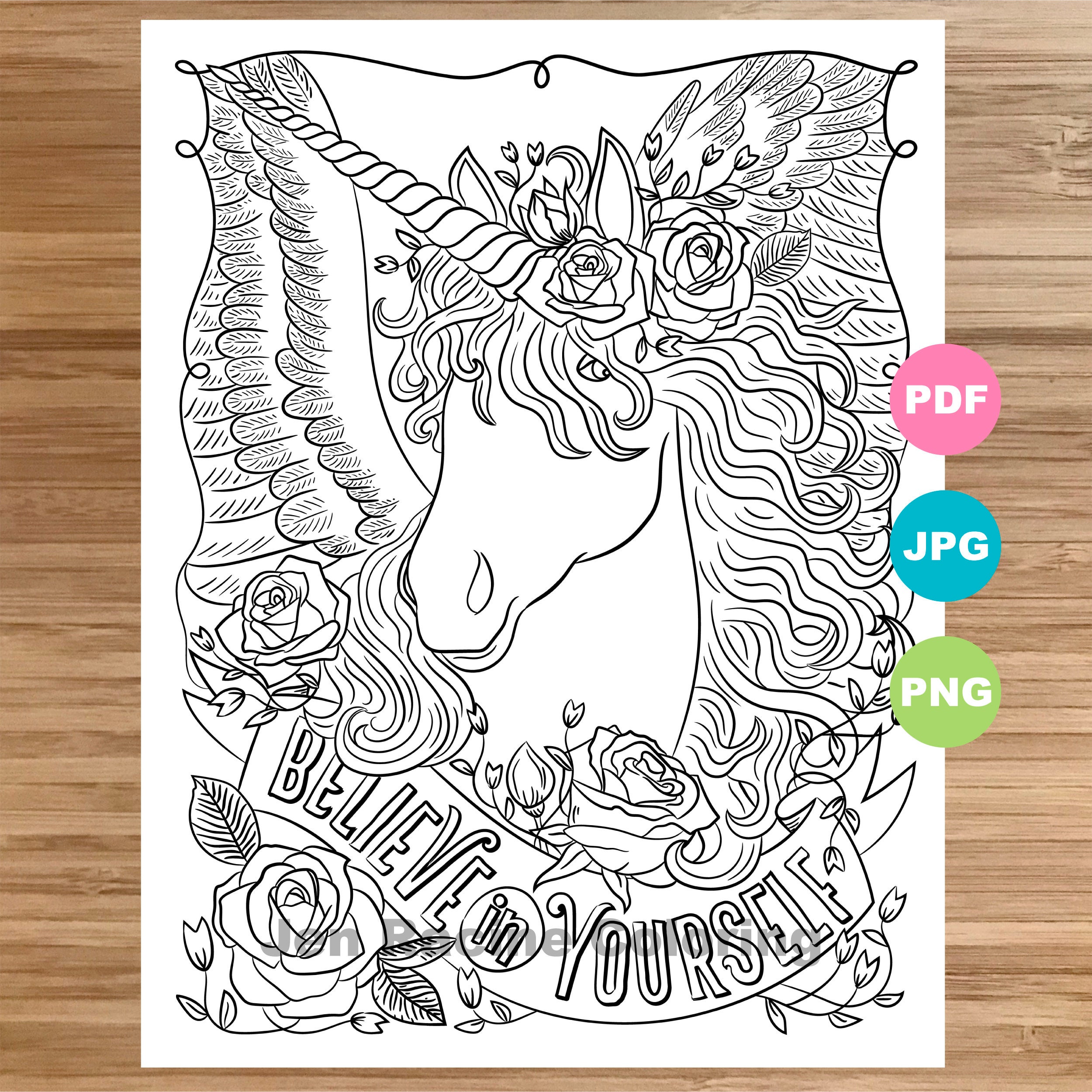 Unicorn coloring page magical animal animal art coloring page printable coloring pages for adults coloring pages for kids