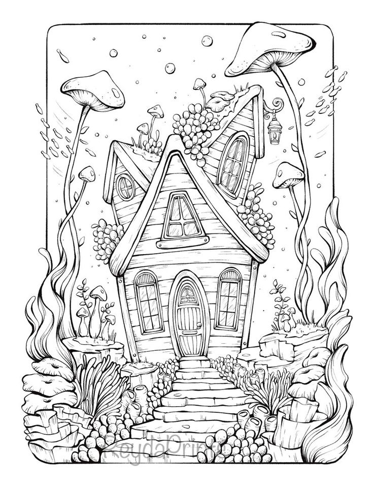 Houses ocean coloring pages underwater magical fantasy letter size procreate by reydaprints download now