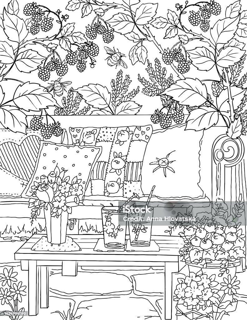 Magical garden coloring book coloring pages stock illustration