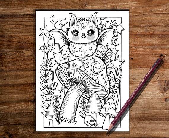 Magic mushroom printable coloring page magical coloring page witchy coloring page printable coloring page all ages coloring page
