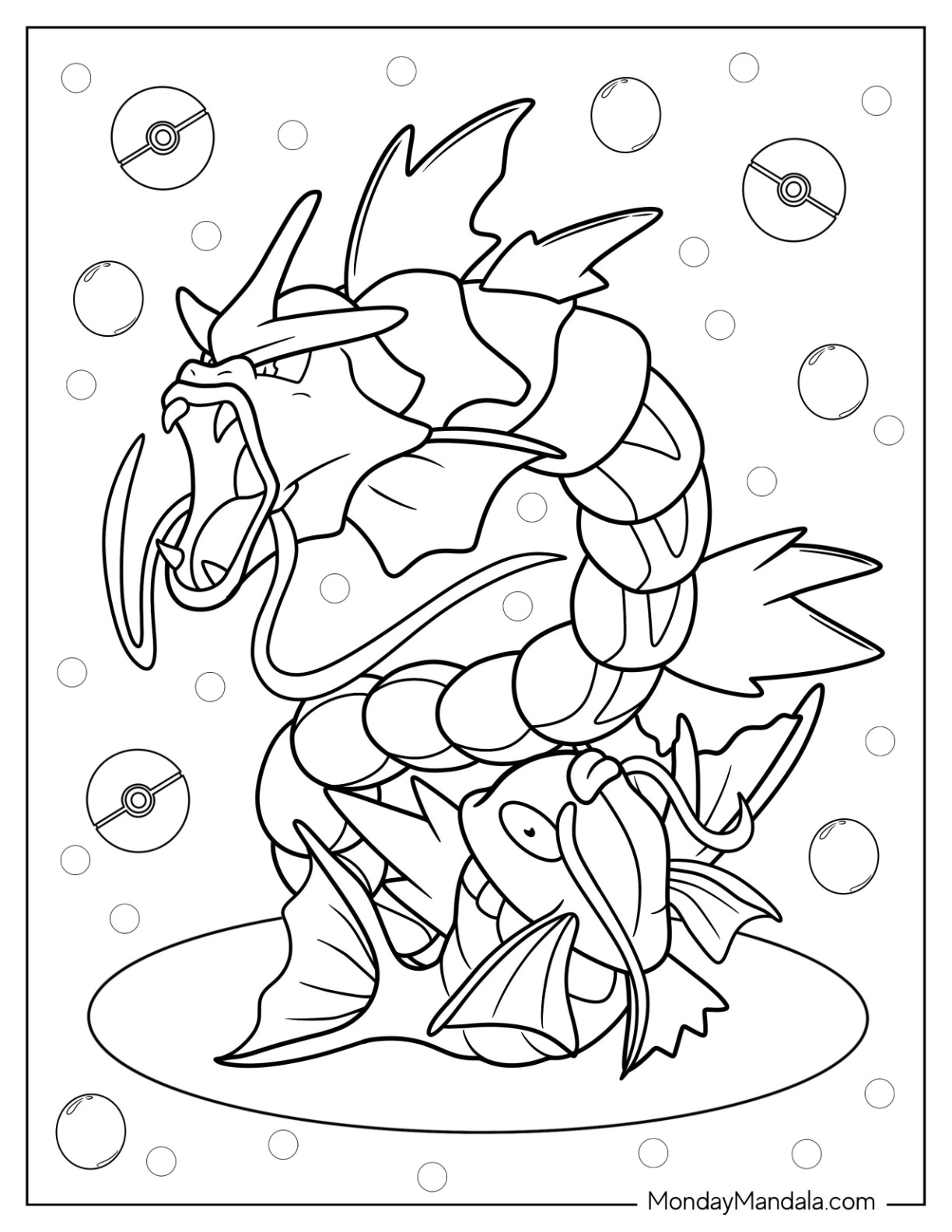 Gyarados coloring pages free pdf printables