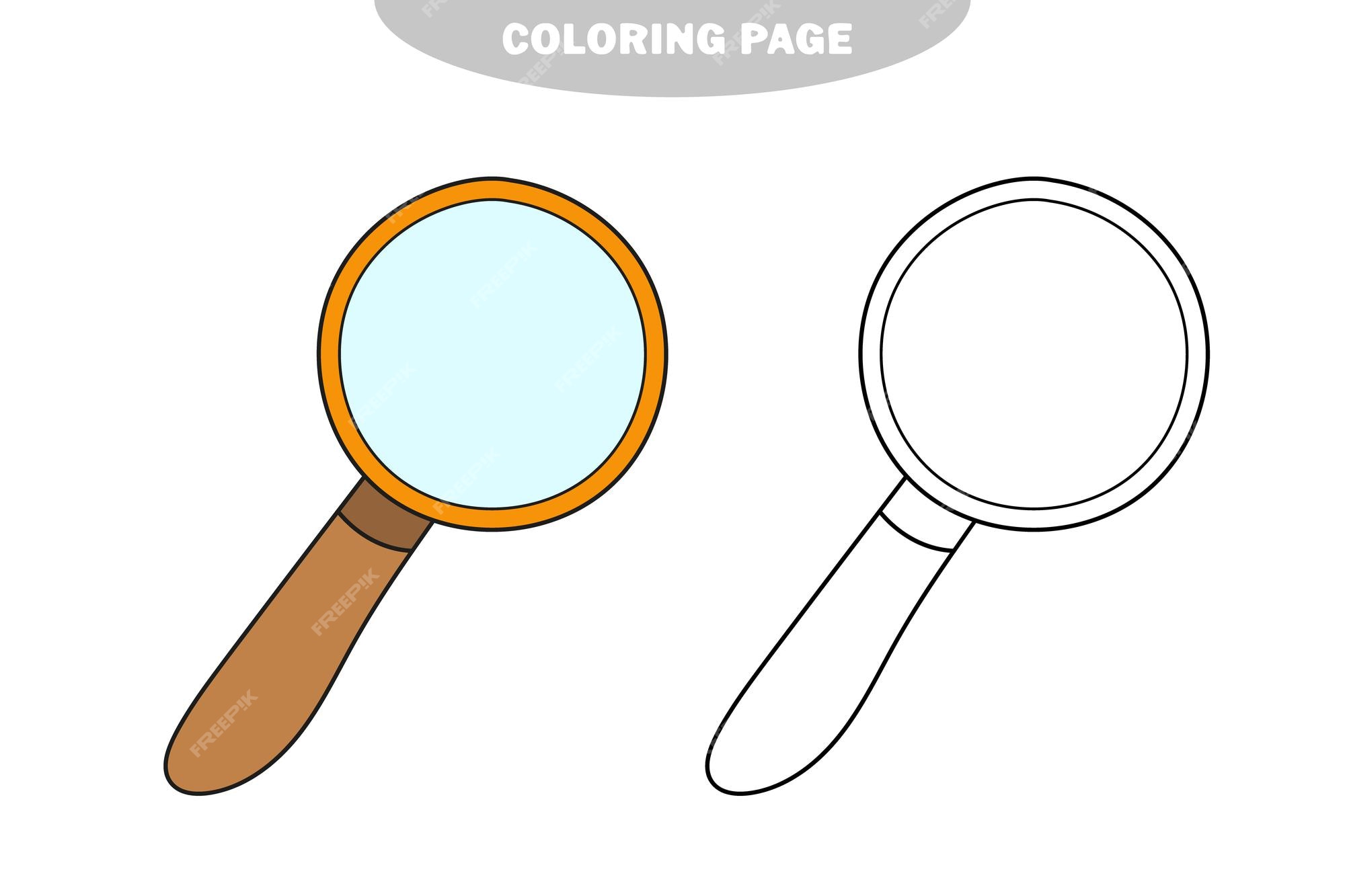 Premium vector simple coloring page coloring book magnifying glass vector image