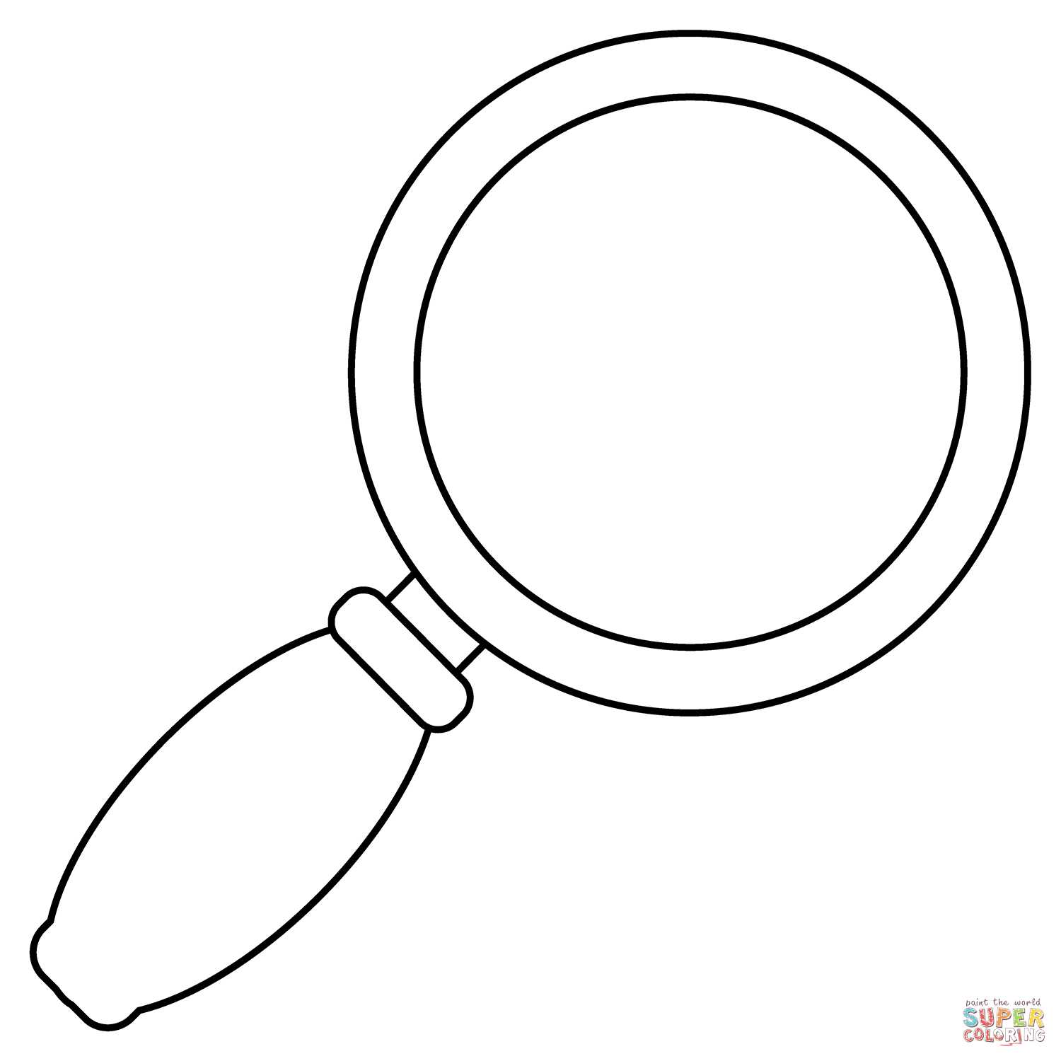 Magnifying glass tilted right emoji coloring page free printable coloring pages