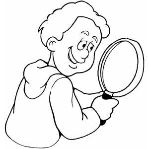 Boy with magnifying glass coloring sheet