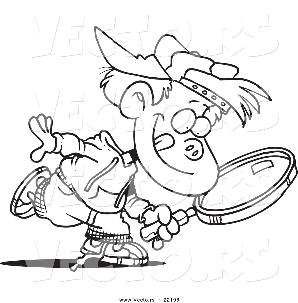 R of a cartoon boy seeking with a magnifying glass