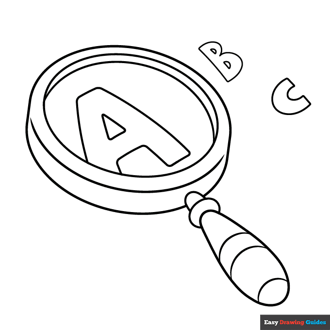 Magnifying glass coloring page easy drawing guides