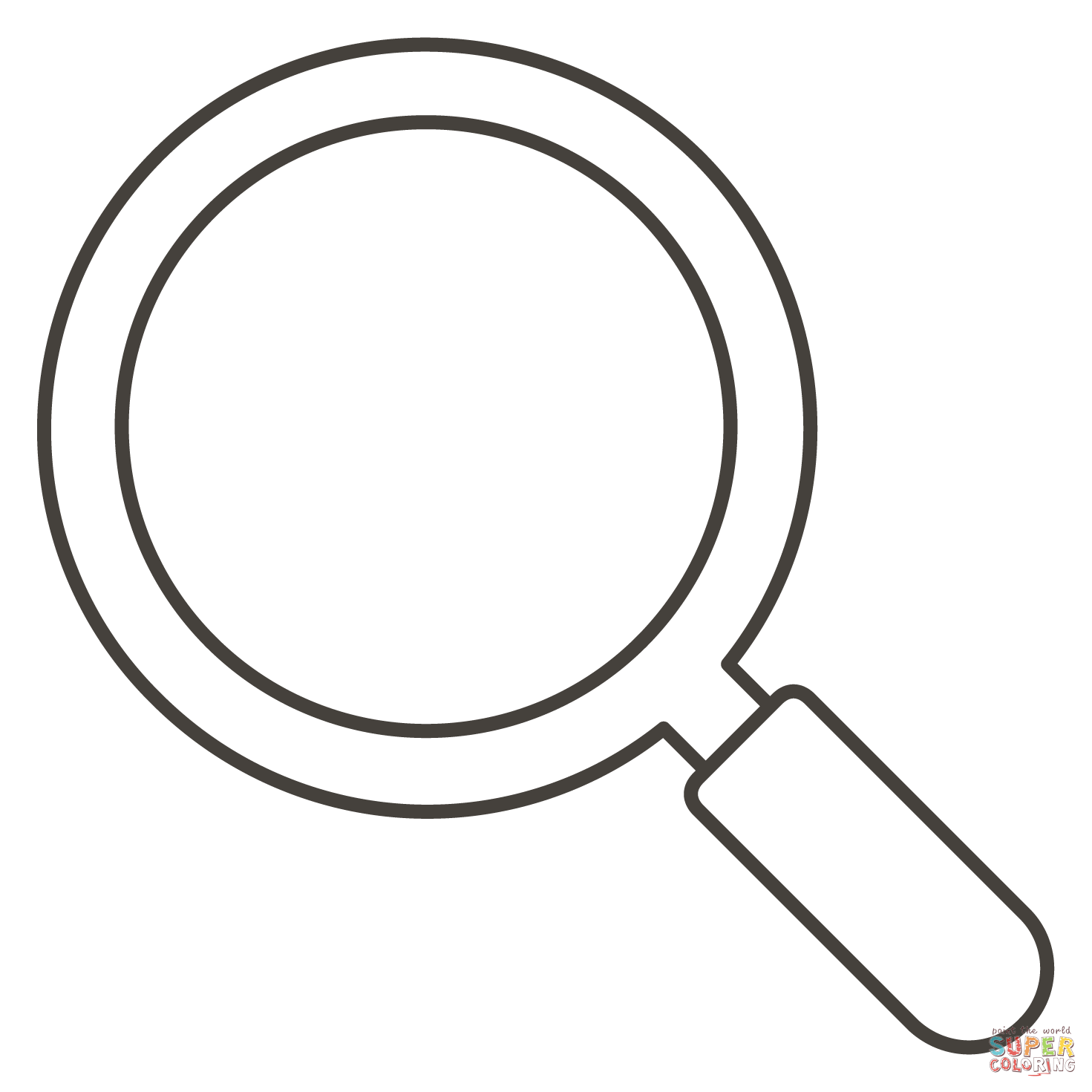 Magnifying glass tilted left coloring page free printable coloring pages