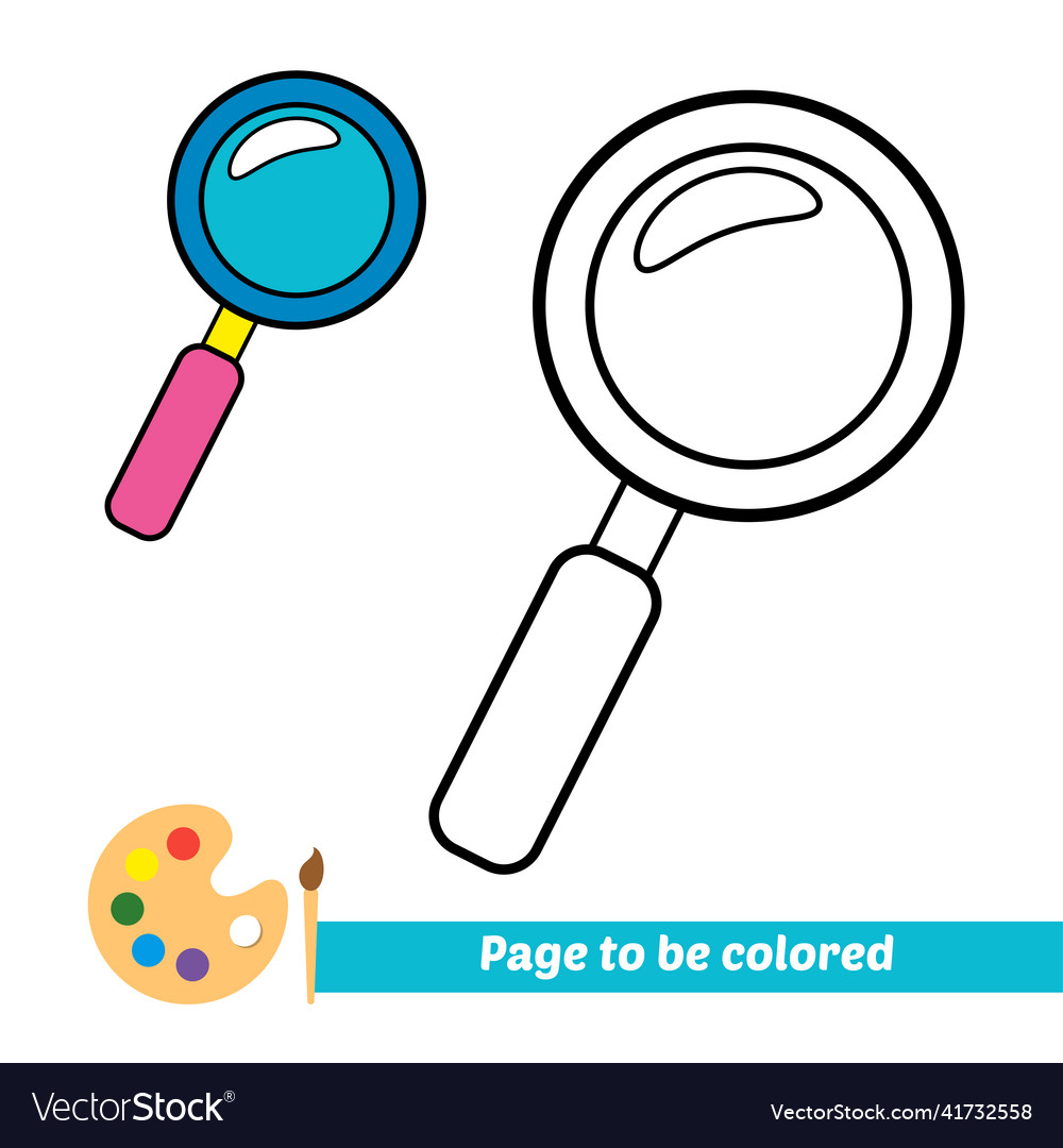 Coloring book for kids magnifying glass royalty free vector