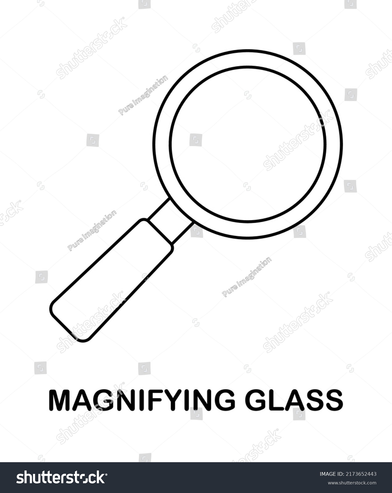 Coloring page magnifying glass kids stock vector royalty free