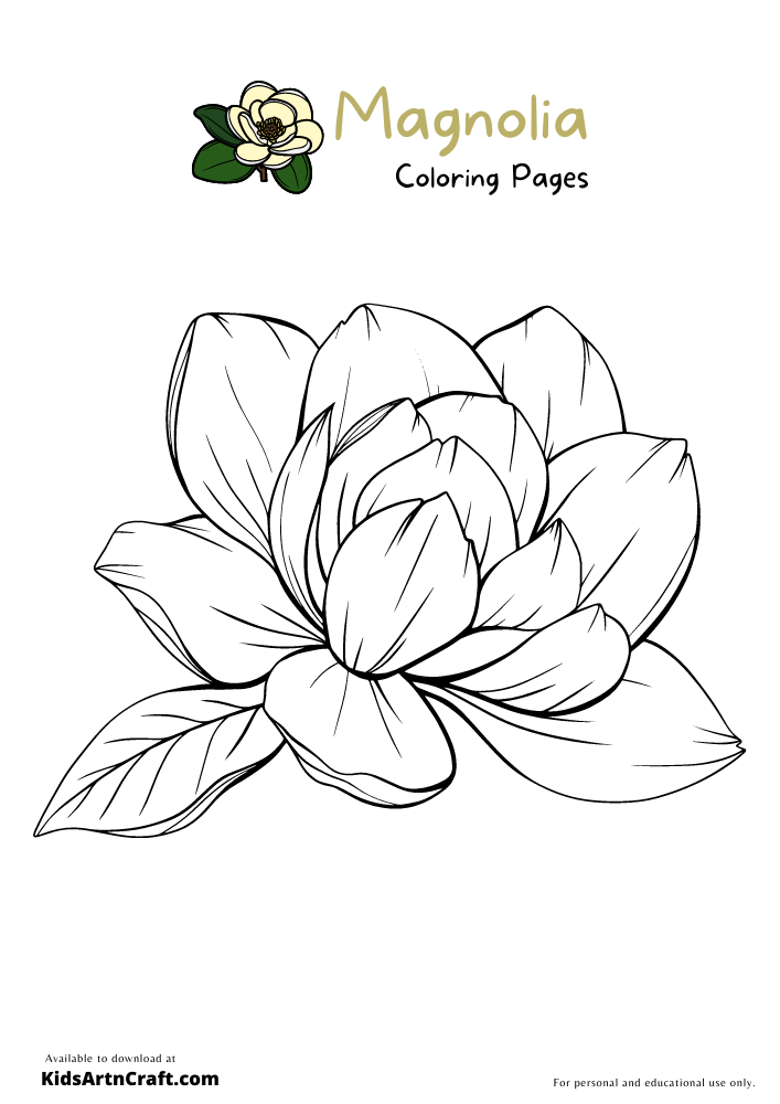 Magnolia coloring pages for kids â free printables