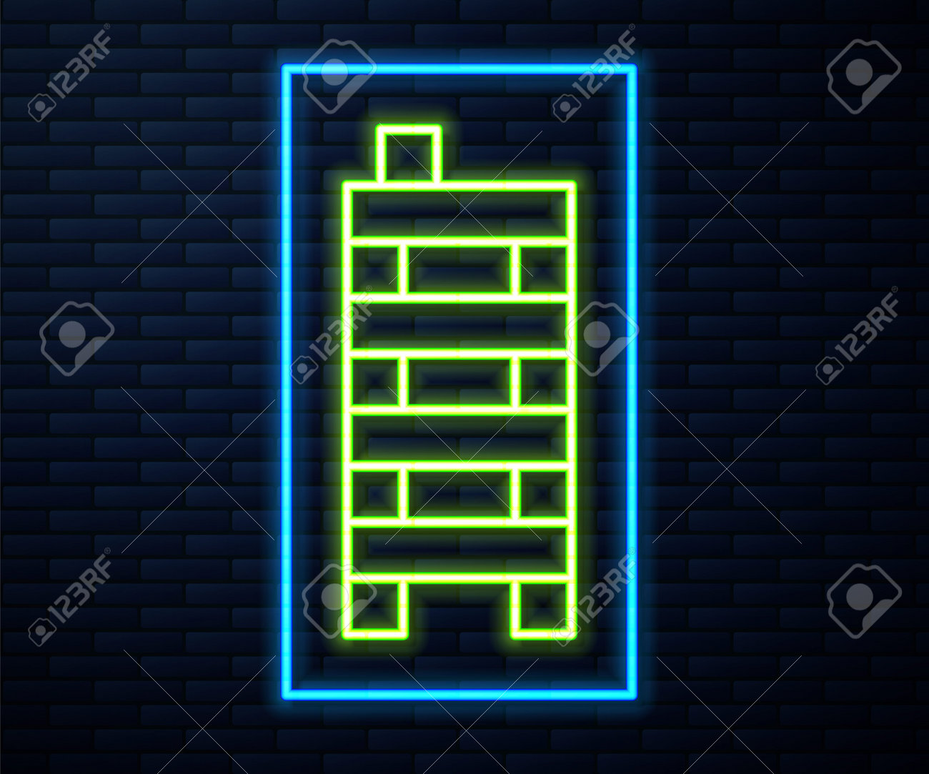 Glowing neon line mahjong pieces icon isolated on brick wall background chinese mahjong red dragon game emoji vector royalty free svg cliparts vectors and stock illustration image