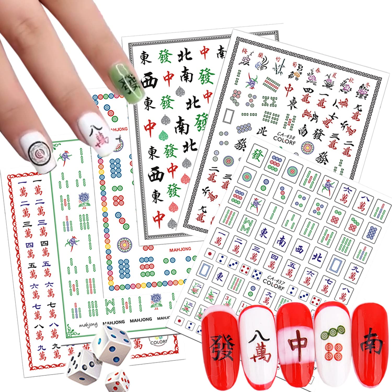 Funny nail art stickers mahjong nail art adhesive sticker chinese mahjong playing cards game nail art design d nail decals decoration for women girls manicure tips luck nail art supplies sheets