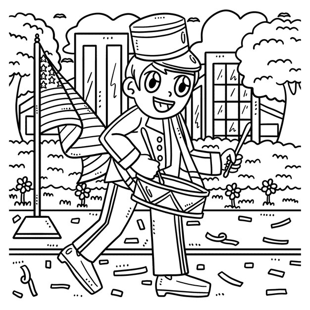 Premium vector american flag isolated coloring page for kids