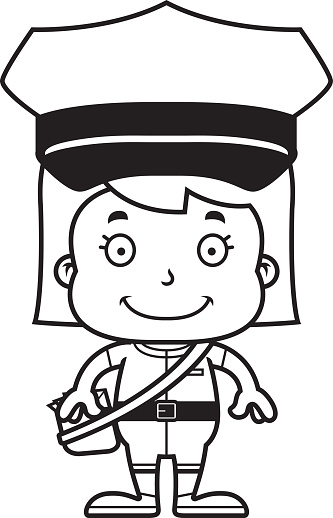 Cartoon smiling mail carrier girl stock illustration