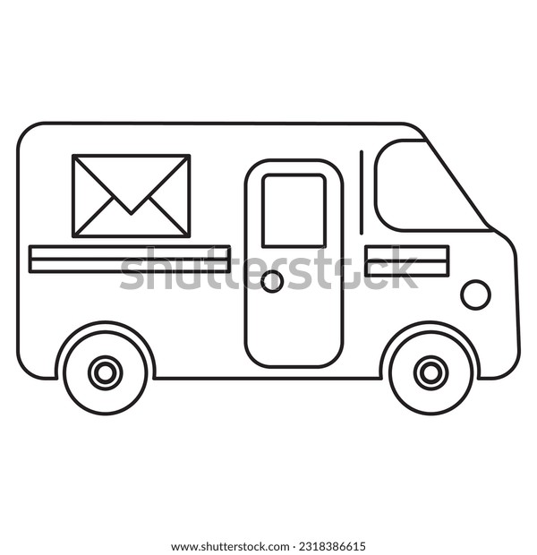 Mail truck little kids coloring page stock vector royalty free