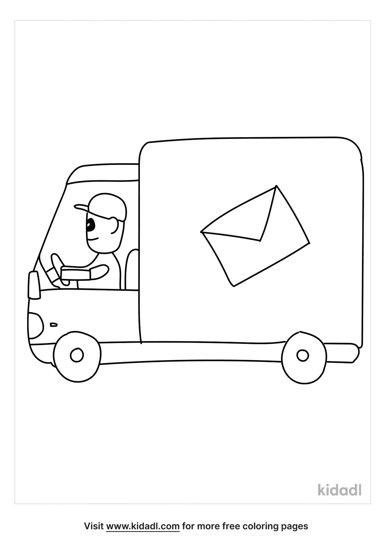 Free mail truck coloring page coloring page printables