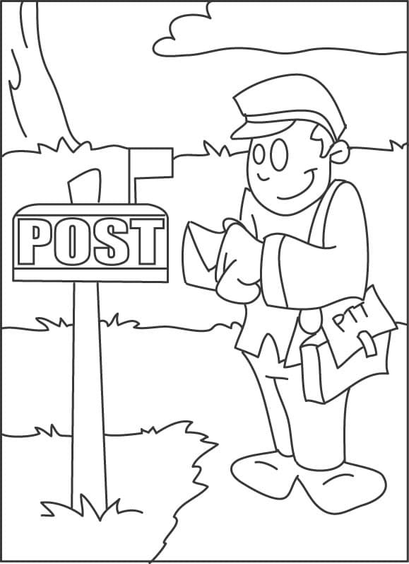 Cartoon mail truck coloring page