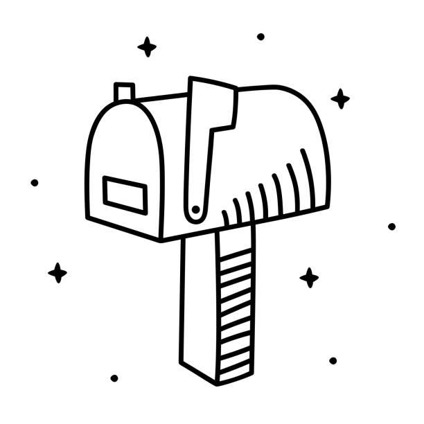 Black and white cartoon mail box stock illustrations royalty