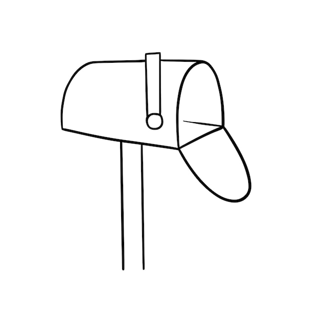 Premium vector open mailbox for isem doodle linear cartoon coloring book
