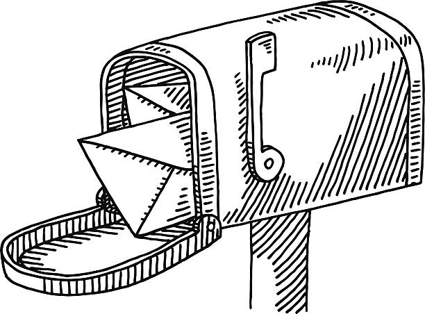 Open mailbox letter drawing stock illustration