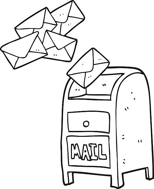 Black and white cartoon mail box stock illustration