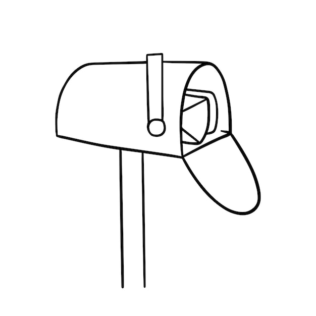 Premium vector open mailbox with letters doodle linear cartoon coloring book