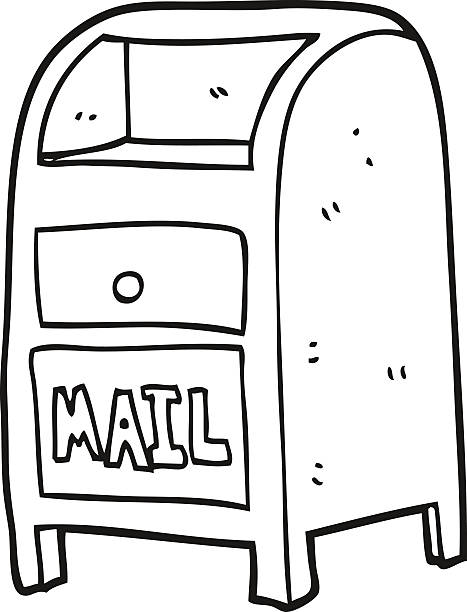 Black and white cartoon mail box stock illustration