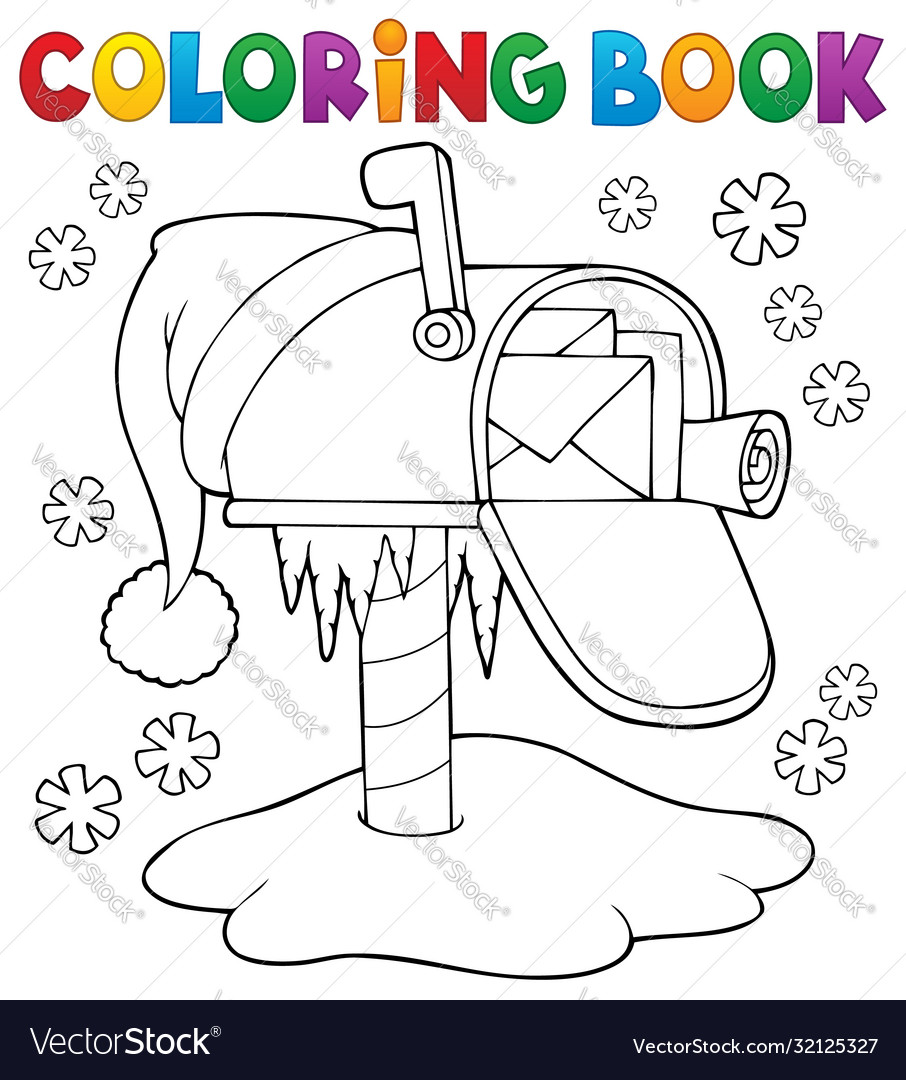 Coloring book christmas mailbox royalty free vector image