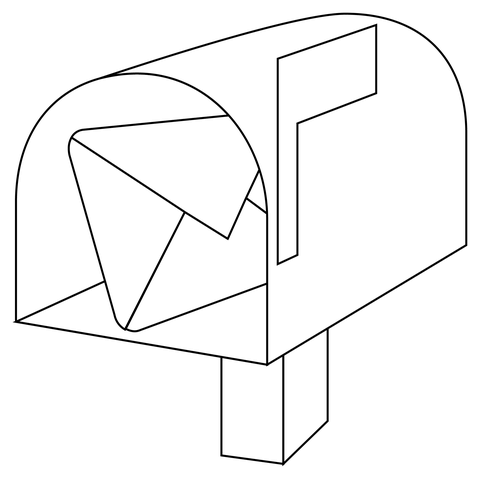 Open mailbox with raised flag coloring page free printable coloring pages