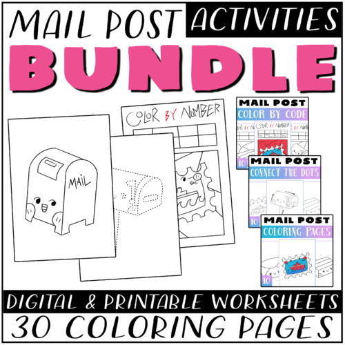 Mailbox activities bundle mail post coloring pages color by number dot to dot made by teachers