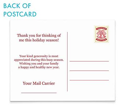 Postal christmas thank you cards holiday greeting cards for mailman mail man christmas cards thank you cards from mail carrier holiday post cards christmas lights your choice of greeting quantity