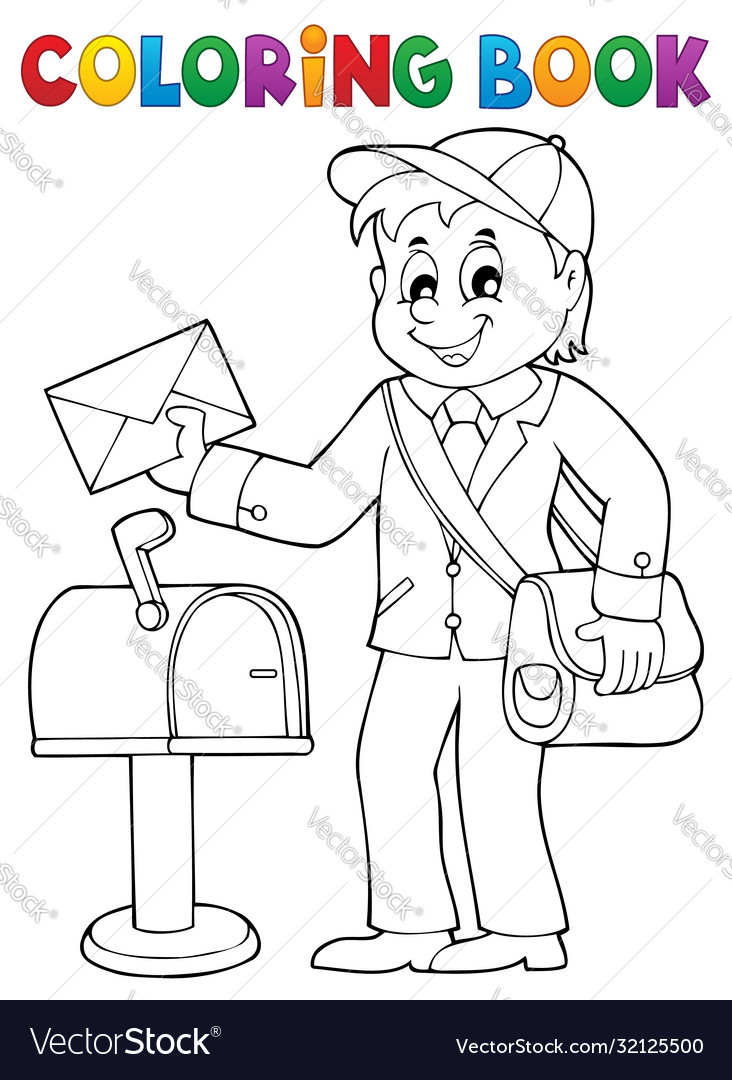 Coloring book postman topic royalty free vector image