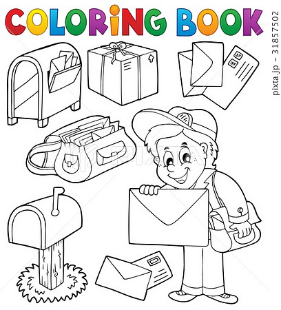 Coloring book with postman thematics