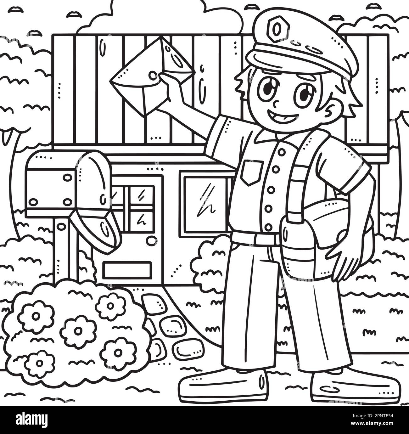 Postman with letters cut out stock images pictures