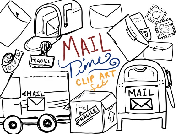 Line art mail time clip art mercial use mail clip art pretend play mailman no credit needed clip art hand drawn pngs diy design