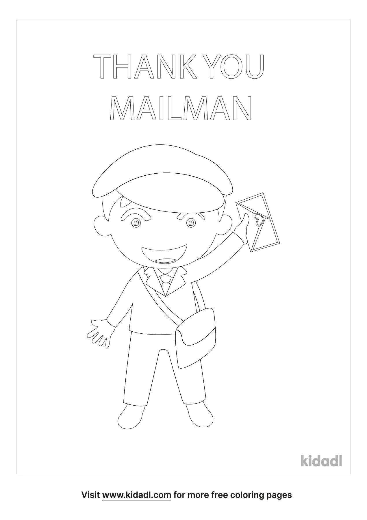 Free thank you mailman coloring page coloring page printables