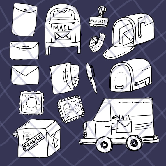 Line art mail time clip art mercial use mail clip art pretend play mailman no credit needed clip art hand drawn pngs diy design