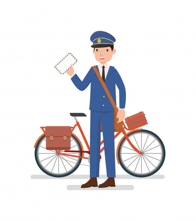 Premium vector a postman with the bicycle are ready to send a letter bicycle illustration postman i want to ride my bicycle