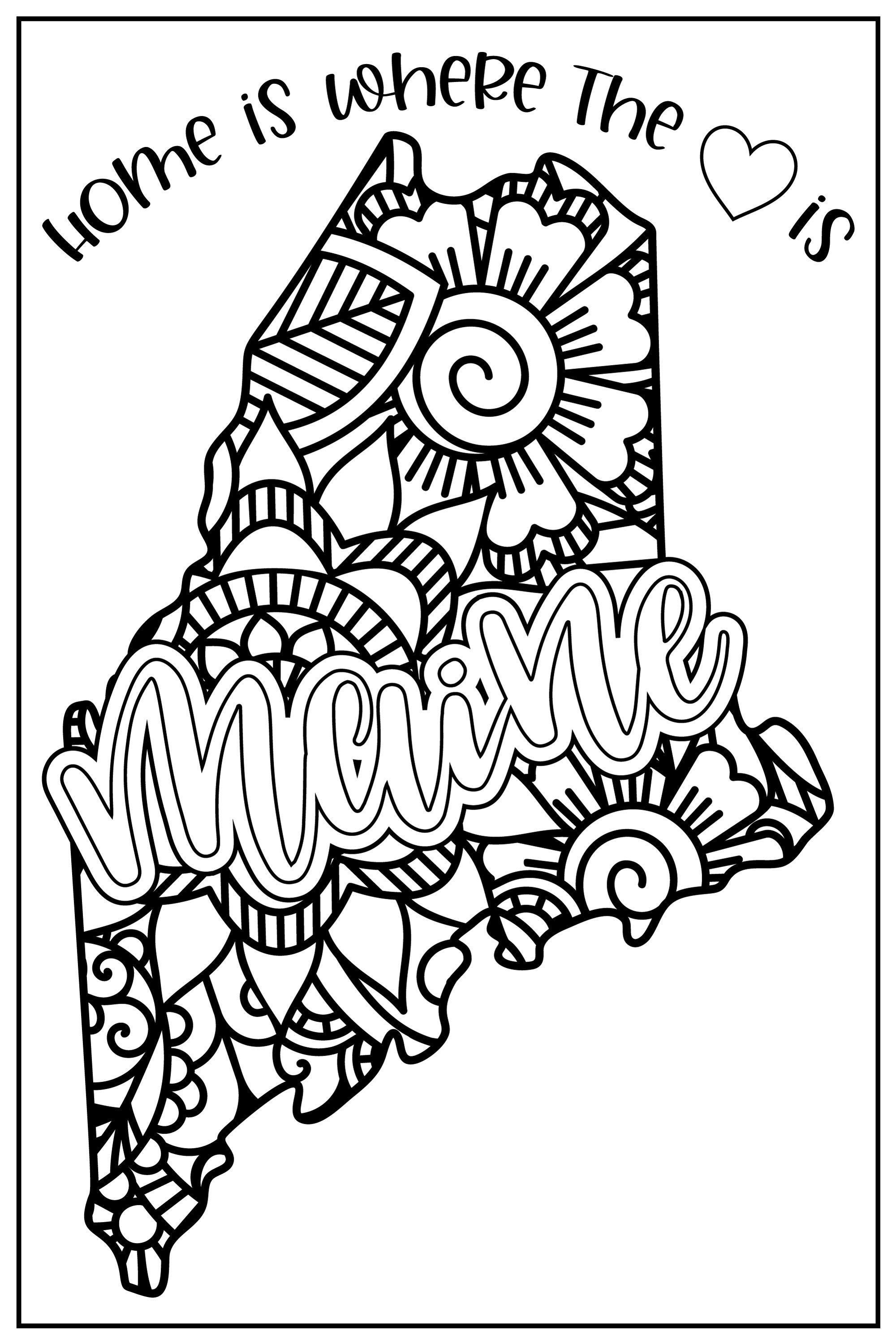 Huge coloring poster the state of maine